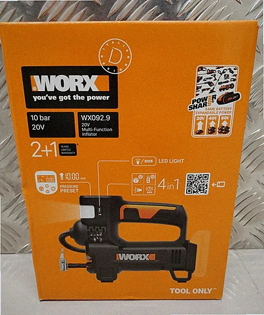 WORX Powershare Cordless Inflator 20V Deflator Light Air Pump BODY ONLY WX092.9